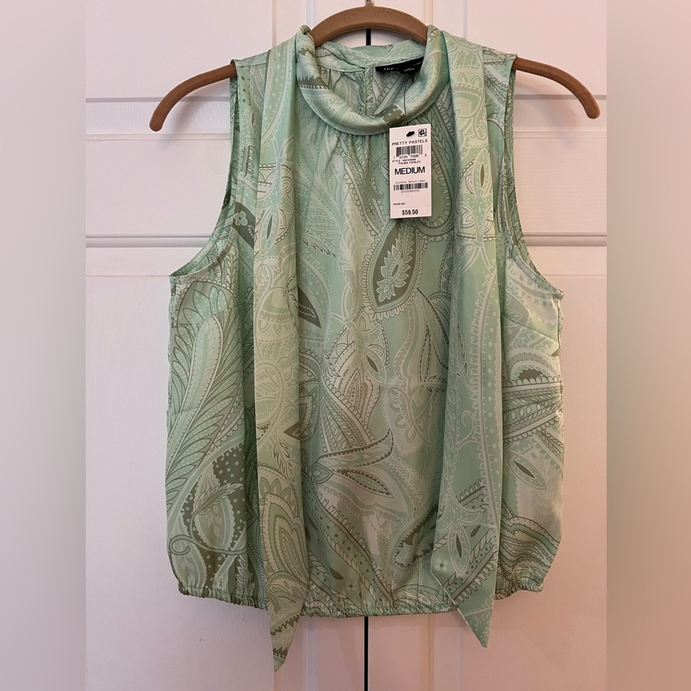 INC International Concepts Mint Paisley Sleeveless Blouse NWT Size M - Picture 8 of 10